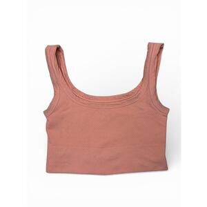 3 for $12: Coral Pink V-Ribbed Unpadded Sports Bra Top One Size